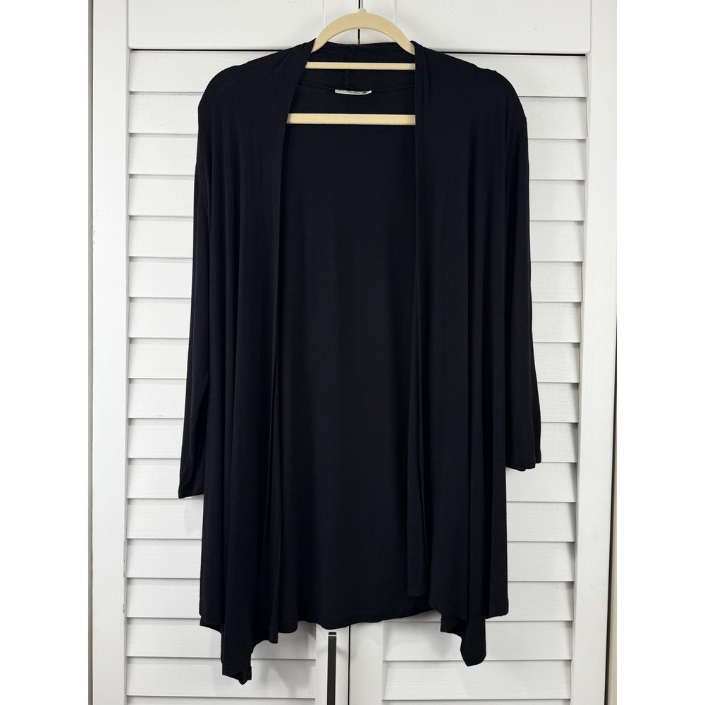 Urim Cardigan L Black Open Front Lightweight Rayon Blend Layering Piece